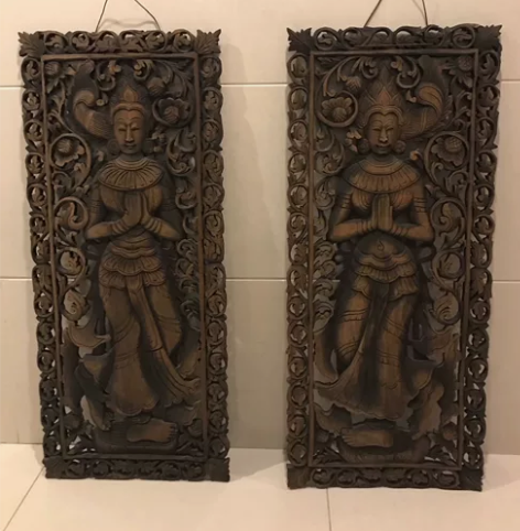 木雕挂画，挂饰。东南亚风格，尺寸39cm*...