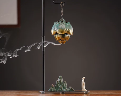 熏香炉 檀香熏香创意倒流香炉千里江山吊球中...