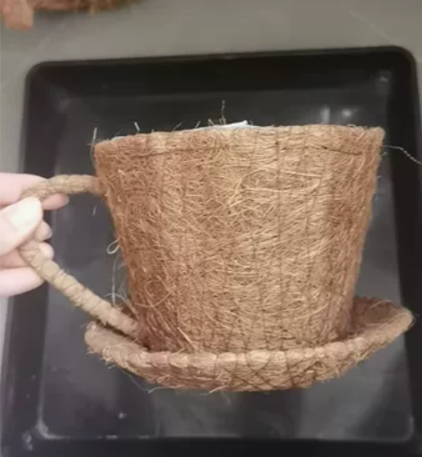 外贸手工草编咖啡杯茶杯款（大号）花篮 花筐...