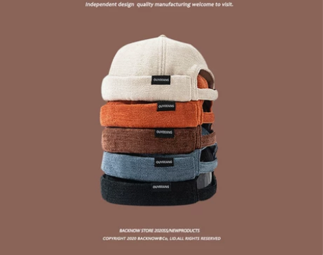 BACKNOW特别面料瓜皮帽男女秋冬地主帽...