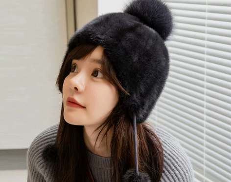 貂毛帽子女礼帽冬季水貂皮草毛毛甜美气质韩版...
