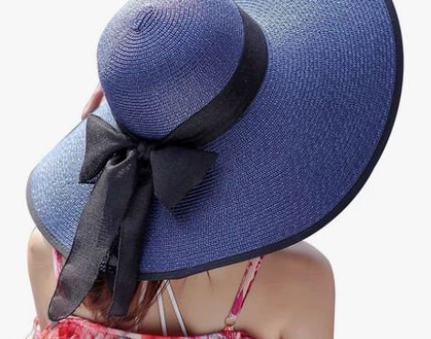 赫本风帽子女夏天防晒遮阳大檐草帽出游太阳帽...