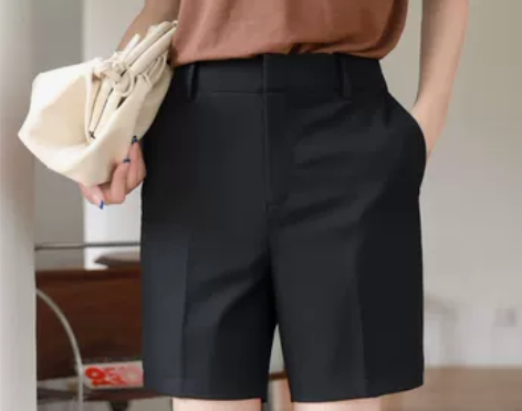 夏季薄款西装短裤女高腰宽松显瘦直筒休闲短裤...