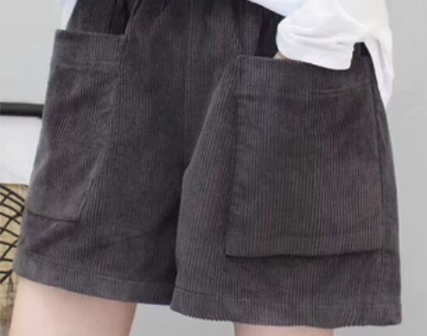 2018新款秋季灯芯绒阔腿短裤女外穿韩版百...