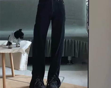 梨形身材黑色微喇叭牛仔裤女 xl 买大了 ...