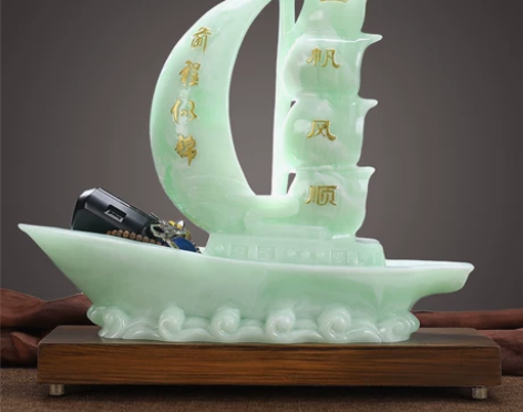 模型一帆风顺帆船摆件招财舵手家居客厅电视酒...
