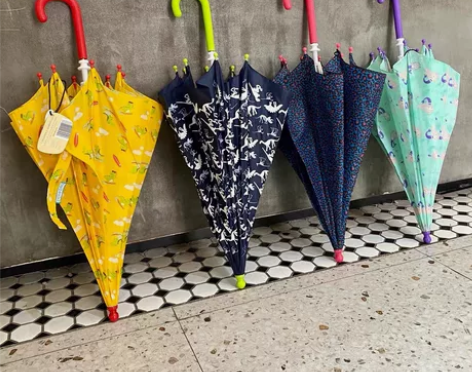 日本创意卡通恐龙美人鱼长柄伞女手动不夹手幼...