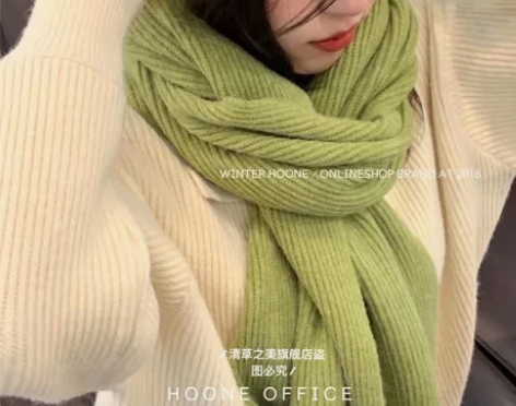 韩版围巾2022冬季新款纯色网红女情侣学生...