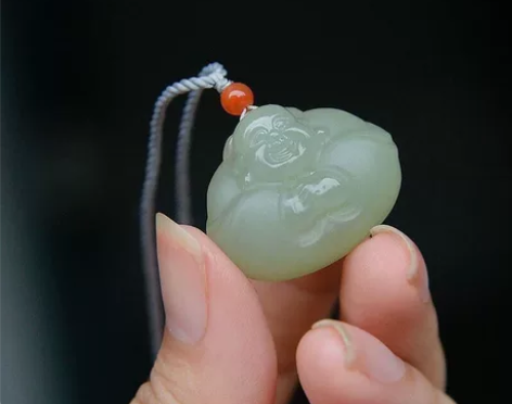 闲置出，天然和田玉弥勒佛笑脸佛吊坠玉石项链...