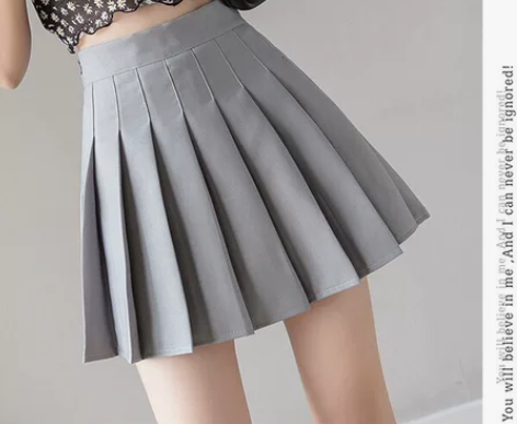 女生全新灰色百褶裙新款高腰学生百搭半身裙 ...