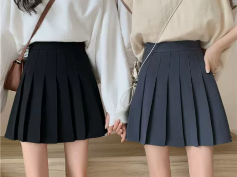 甜酷裙 短裙女高腰秋季小个子西装裙子a字灰...