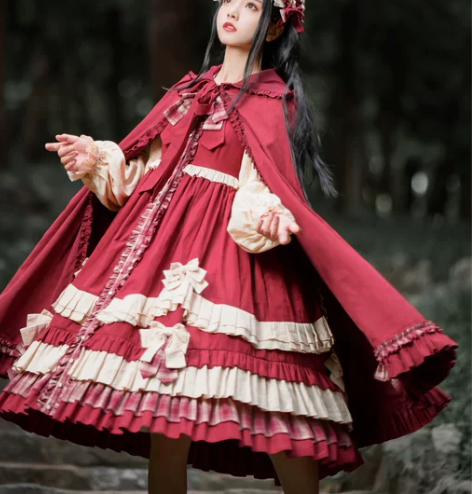 连衣裙原创lolita小红帽裙正版全套复古...