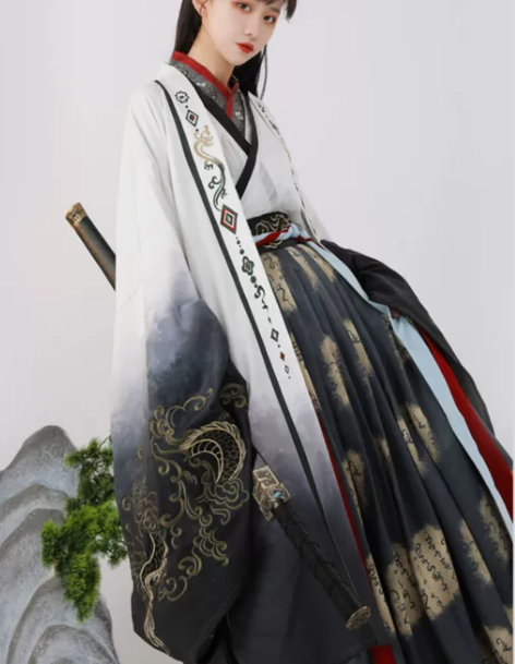 原创汉服男女春秋冬侠客帅气酷古装国风长裙显...