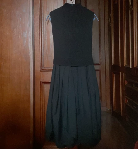 极简风气质文艺高知分子学院风花苞裙百搭无袖...