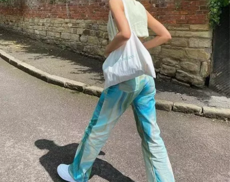 shemoda水波纹印花高腰休闲裤女 夏季...