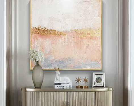 工艺画 壁画工艺画纯手绘油画现代轻奢玄关装...