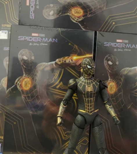 新款中动黑金蜘蛛侠手办模型漫威正版玩具现货...