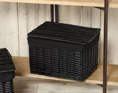 全新家居特大号藤编柳编田园带盖收纳筐脏衣篮...