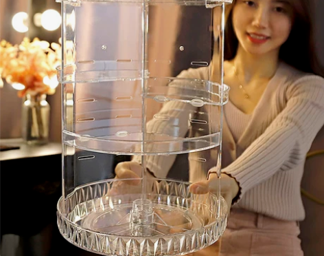 旋转化妆品收纳盒置物架透明亚克力宿舍桌面护...