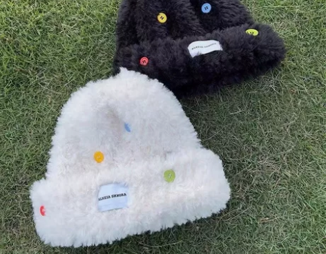 白鹿同款秋冬毛绒渔夫帽针织加厚保暖护耳仿皮...