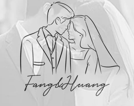 婚礼logo设计结婚请贴定制线条轮廓婚纱照...