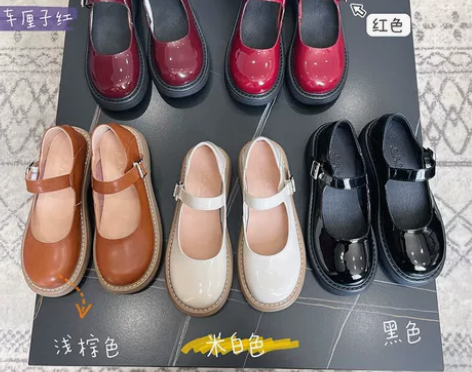 自然卷2022新款玛丽珍鞋日系jk软妹圆头...