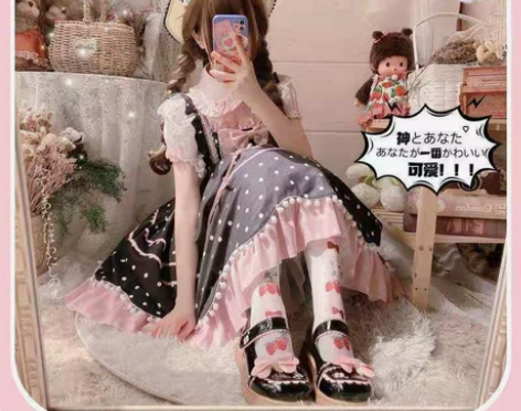【幸运子】原创手工大头娃娃鞋蝴蝶结撞色马卡...