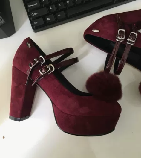 真皮超高跟防水台粗跟单鞋女鞋小码鞋子不掉跟...