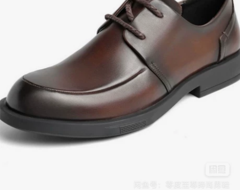 专柜同款牛皮布洛克男士皮鞋镂空正装系带15...