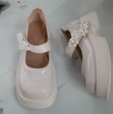 25包邮35码白色厚底小皮鞋jk鞋增高鞋玛...