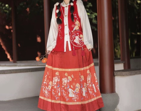 妃亦坊汉服 原创女萌橘兔明制比甲马面裙