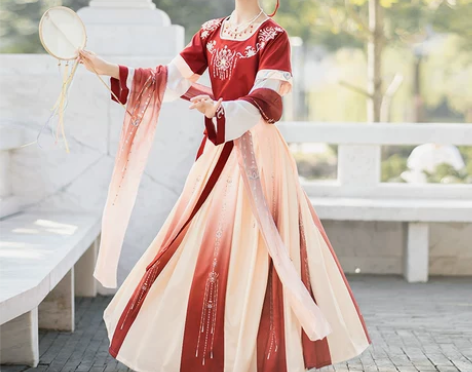 珍缕汉服女正品原创千禧寻唐制汉服坦领三件套...