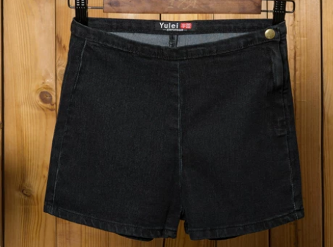 AA紧身高腰牛仔短裤女夏韩版显瘦黑色超短裤...