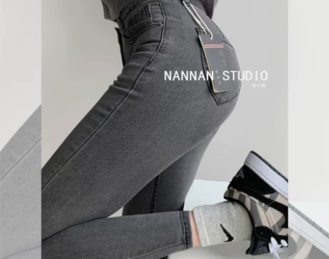 张小南 秋冬翘臀弹力牛仔裤女高腰提臀紧身显...