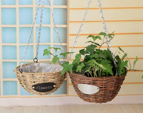 纯手工藤编花篮田园家居装饰绿萝吊兰垂吊花盆...