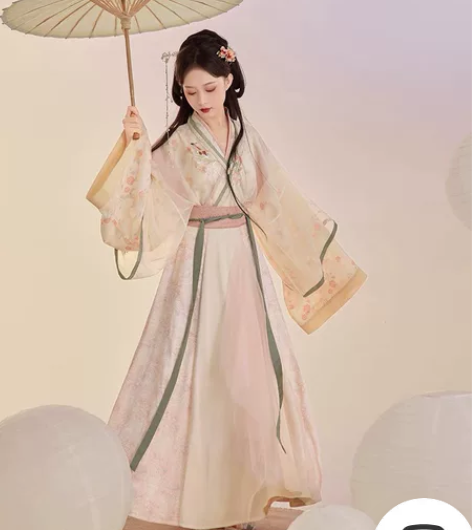 七月夕汉服晋制 山有木兮 交领大袖襦宽袖上...