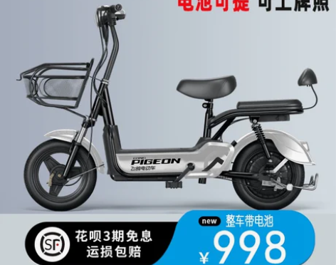 飞鸽电动车新国标成人小型48v锂电池代步女...