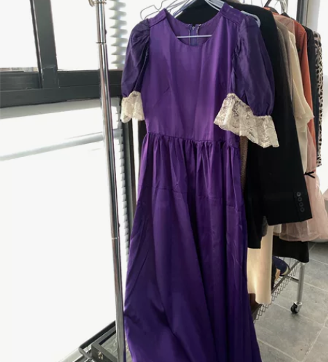 复古 古着宫廷风法式裙 绸缎面料显瘦 胸 ...