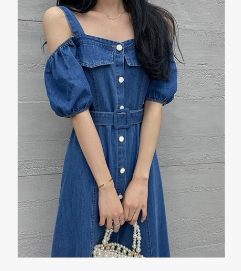 2022新款牛仔吊带连衣裙女夏季小个子复古...