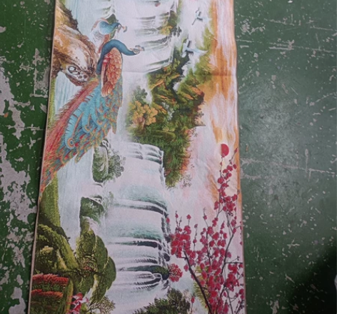 刺绣包邮流水生财织锦画挂画刺绣画流水生财山...