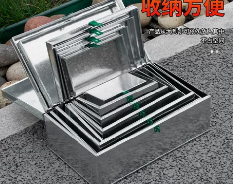 大号铁皮五金工具箱镀锌板外卖箱带锁储物盒收...