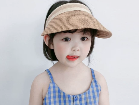 儿童防晒帽夏季大帽檐遮阳空顶草帽女童宝宝时...