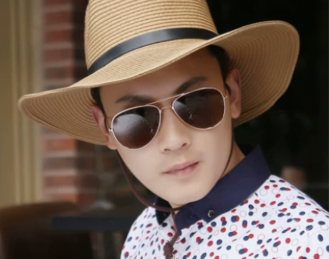 男士草帽登山钓鱼遮阳帽西部牛仔帽子