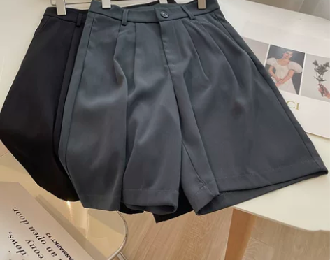 灰色工装短西裤女夏季薄款2022宽松显瘦高...