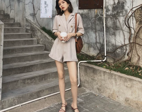 连体短裤女夏2018新款洋气短裤套装高腰i...