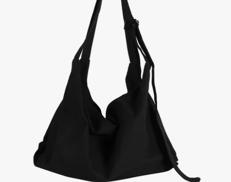 日系潮牌斜挎包男简约白色帆布包大容量单肩包...