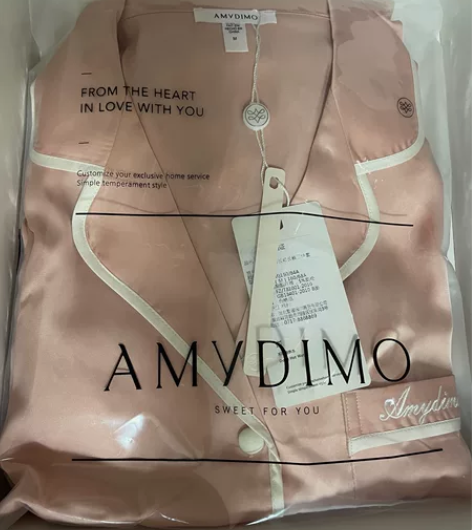 amydim小红书同款网红睡衣长袖长裤绸缎...