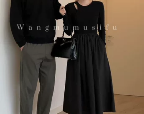 法式氛围感黑色连衣裙女2022新款高级感收...