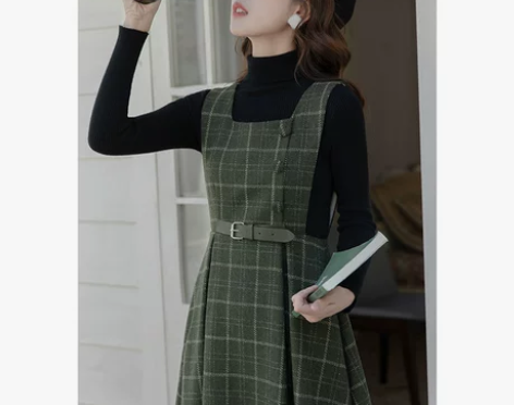 针织衫配裙子两件套秋冬连衣裙高级感法式桔梗...