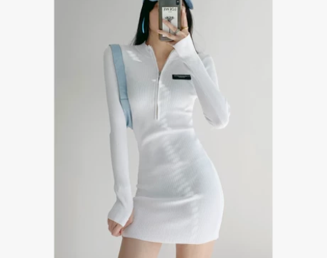性感辣妹风针织连衣裙女气质修身显瘦包臀短裙...